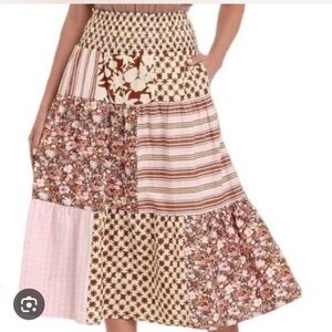 Universal Thread Patchwork Maxi Skirt - Pink and Brown